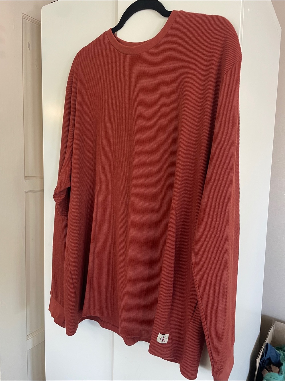 Calvin Klein Jeans Waffle Knit Long Sleeve in Rust